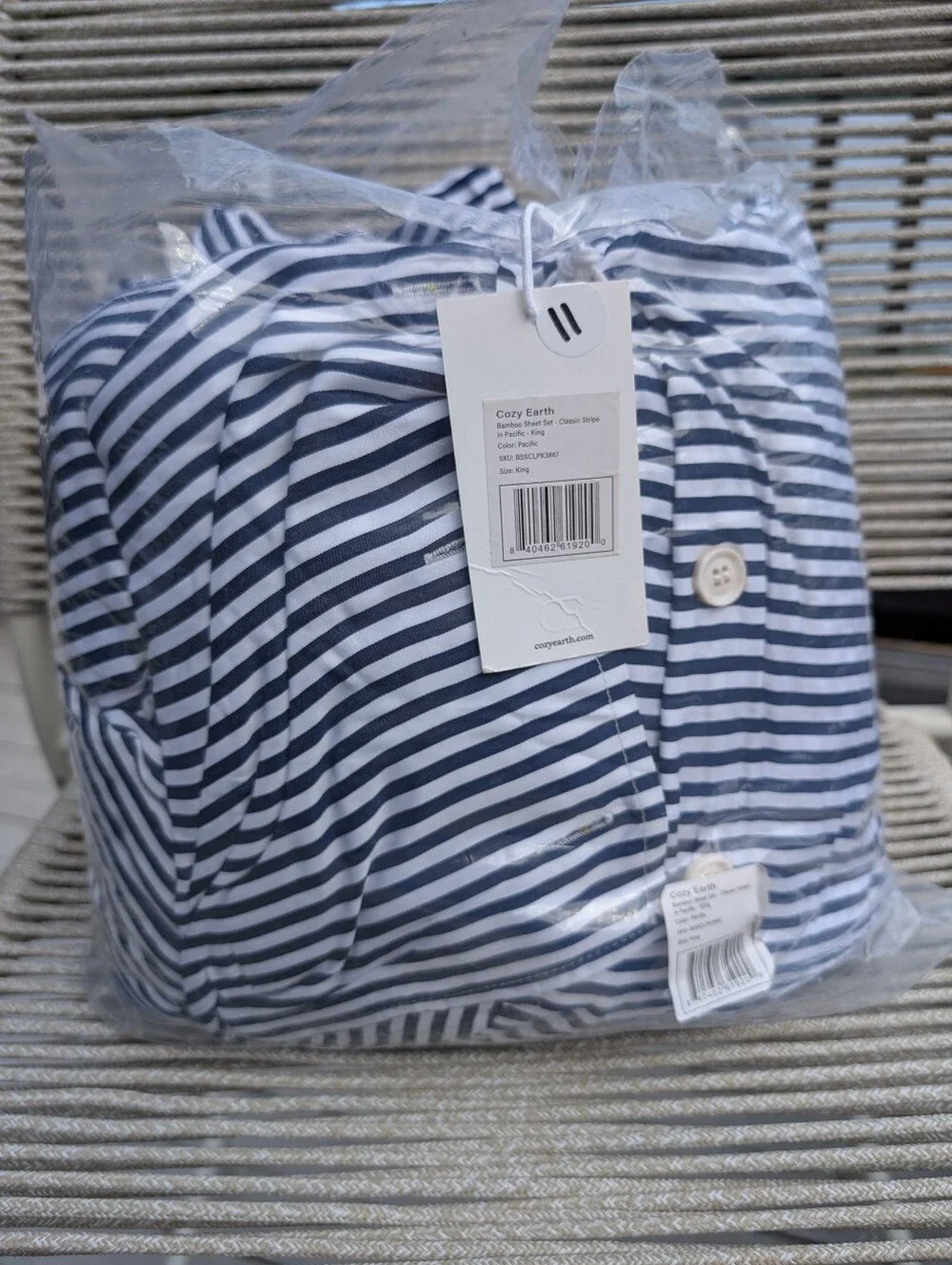 Cozy Earth Bamboo Sheet Set Classic Stripe In Pacific Blue
